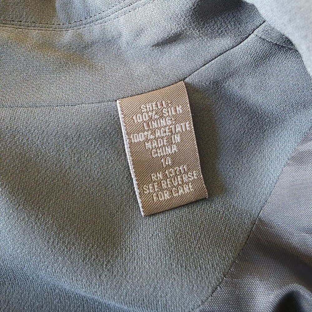 Valerie Stevens 100% Silk Blazer Gray Tailored Suit Jacket Women’s Size 14 - Picture 6 of 16